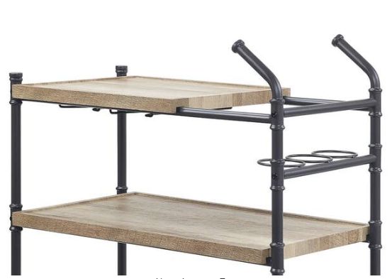 Brantley Oak Rolling Serving Cart with 3-Shelves