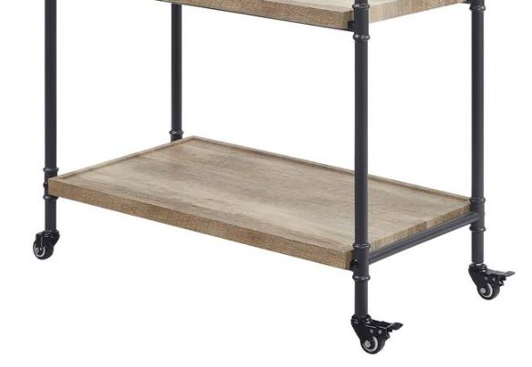 Brantley Oak Rolling Serving Cart with 3-Shelves