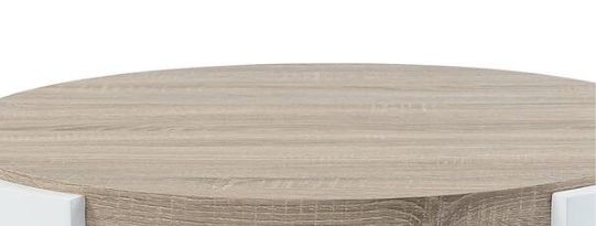 Zoma 33" Oak and White High Gloss Finish Wood C Shaped End Table
