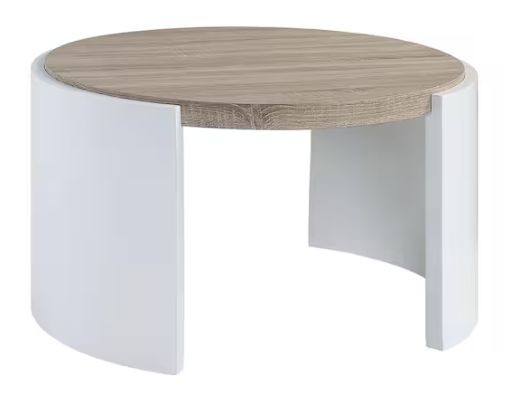Zoma 33" Oak and White High Gloss Finish Wood C Shaped End Table