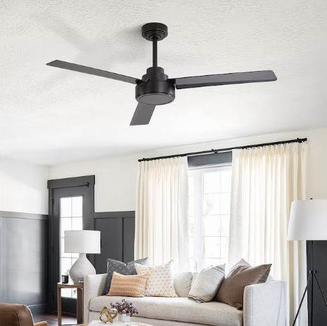52-inch Modern Black 3-Blade Ceiling Fans with Remote Control and No Light