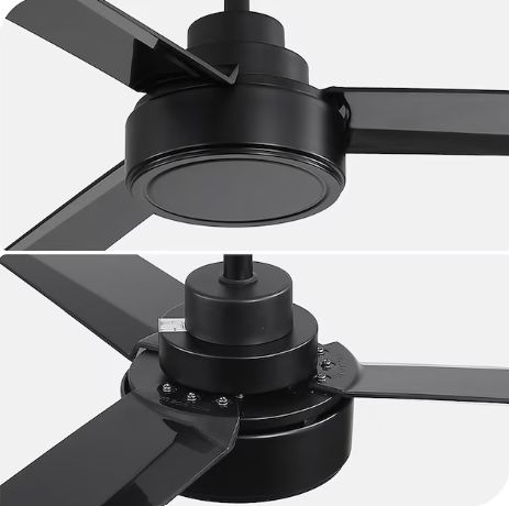 52-inch Modern Black 3-Blade Ceiling Fans with Remote Control and No Light
