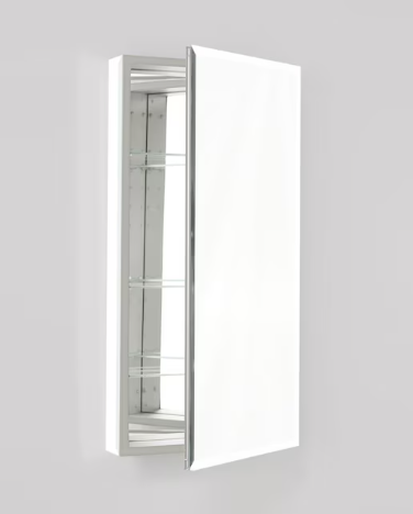 PL Series 19.25-in x 39.38-in Surface Mount Black Mirrored Rectangle Medicine Cabinet with Outlet