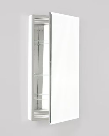 PL Series 19.25-in x 39.38-in Surface Mount Black Mirrored Rectangle Medicine Cabinet with Outlet