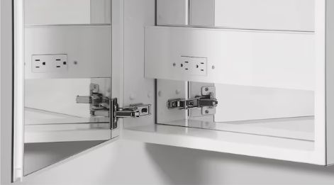 PL Series 19.25-in x 39.38-in Surface Mount Black Mirrored Rectangle Medicine Cabinet with Outlet