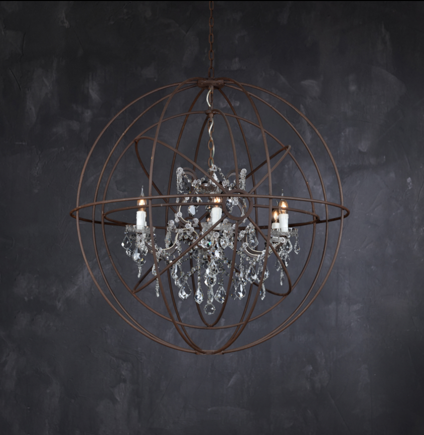 Gyro Crystal Double Chandelier Antique Rust