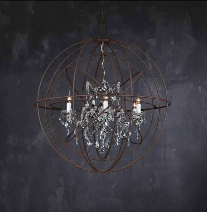 Gyro Crystal Double Chandelier Antique Rust Gyro Crystal Double Chandelier Antique Rust