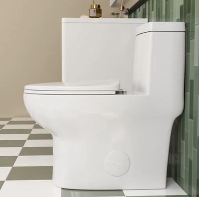 One-Piece Elongated Toilet Comfort Skirted Dual Flush Soft-Close Seat