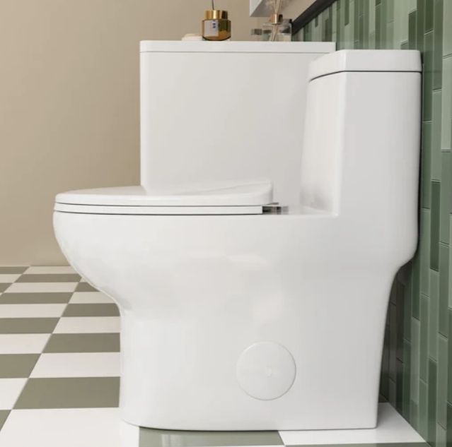 One-Piece Elongated Toilet Comfort Skirted Dual Flush Soft-Close Seat