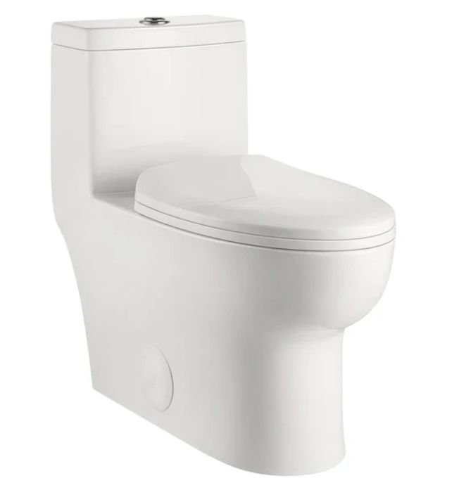 One-Piece Elongated Toilet Comfort Skirted Dual Flush Soft-Close Seat