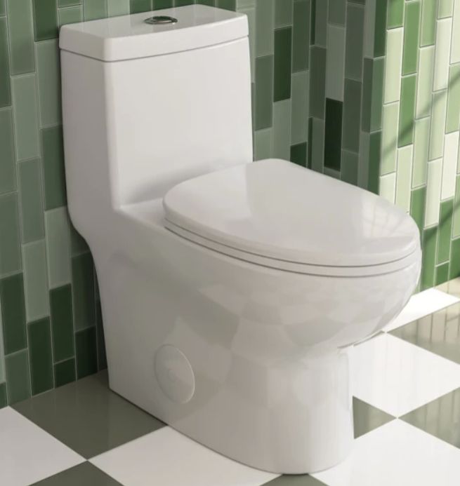 One-Piece Elongated Toilet Comfort Skirted Dual Flush Soft-Close Seat