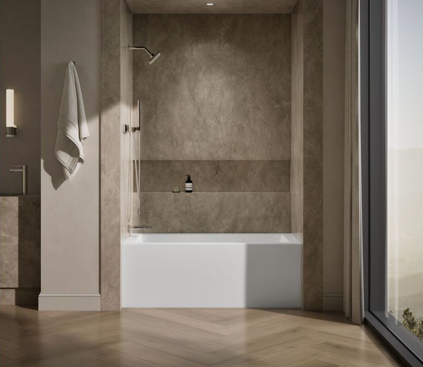 60" x 30" alcove bath with integral apron, integral flange, and left-hand drain