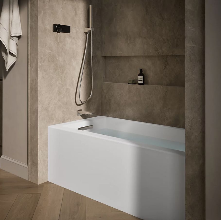 60" x 30" alcove bath with integral apron, integral flange, and left-hand drain