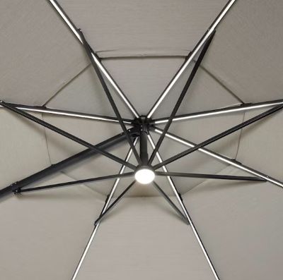 11-ft Aluminum Beige Slide-tilt Cantilever Patio Umbrella with Lights with Base