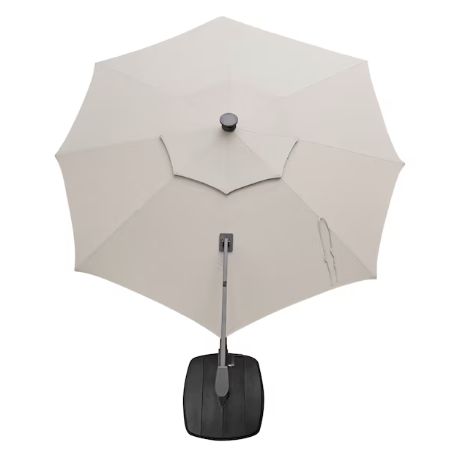 11-ft Aluminum Beige Slide-tilt Cantilever Patio Umbrella with Lights with Base