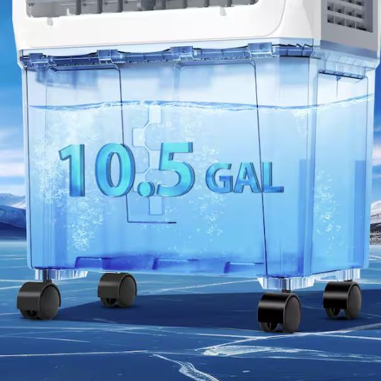 3300 CFM 3 Speed Portable Evaporative Air Cooler Fan Humidifier Indoor/Outdoor up to 1800 Sq. Ft., White