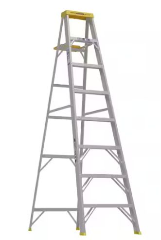 8 ft. Aluminum Step Ladder (12 ft. Reach Height) with 250 lb. Load Capacity Type I Duty Rating