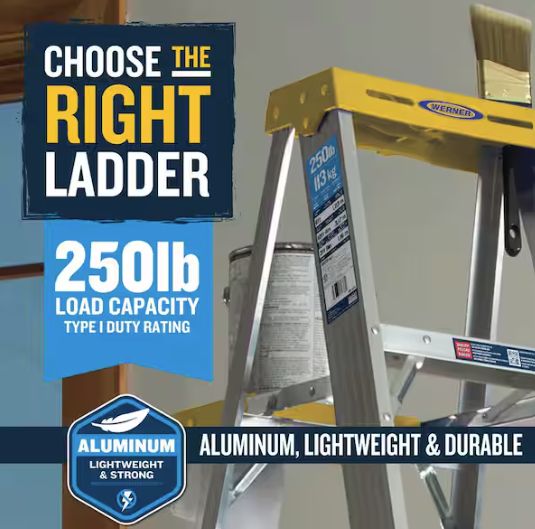 8 ft. Aluminum Step Ladder (12 ft. Reach Height) with 250 lb. Load Capacity Type I Duty Rating