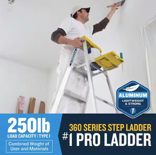 8 ft. Aluminum Step Ladder (12 ft. Reach Height) with 250 lb. Load Capacity Type I Duty Rating