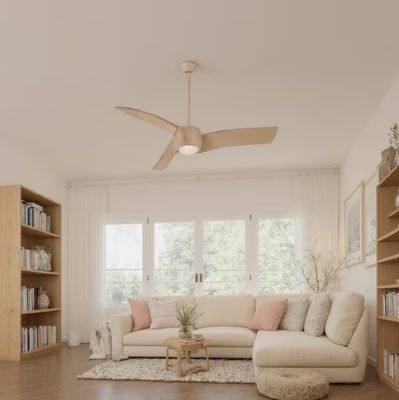 Artemis 58 in. Integrated LED Indoor Maple Ceiling Fan with Light and Remote Control