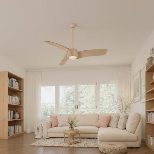 Artemis 58 in. Integrated LED Indoor Maple Ceiling Fan with Light and Remote Control
