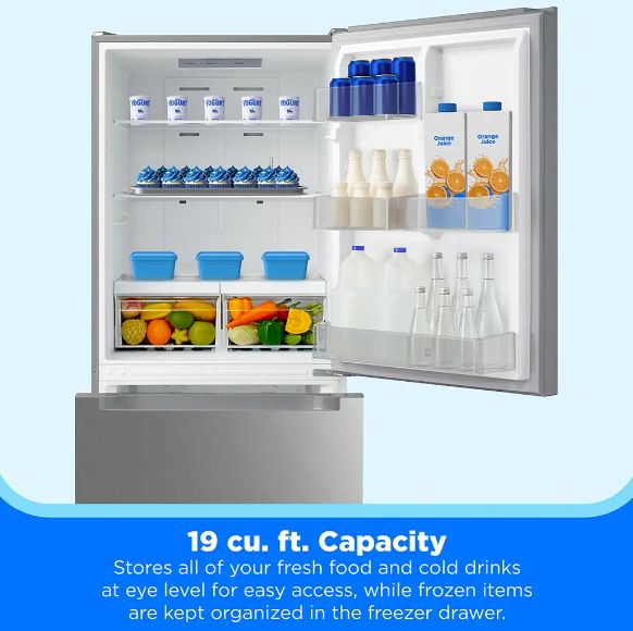 Midea 18.7 cu. ft. Garage Ready Bottom-Freezer Refrigerator (Stainless Steel)