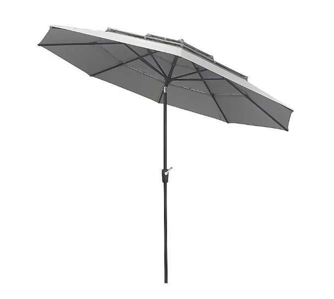 Origin 21 11-ft Aluminum Gray Auto-tilt Market Patio Umbrella