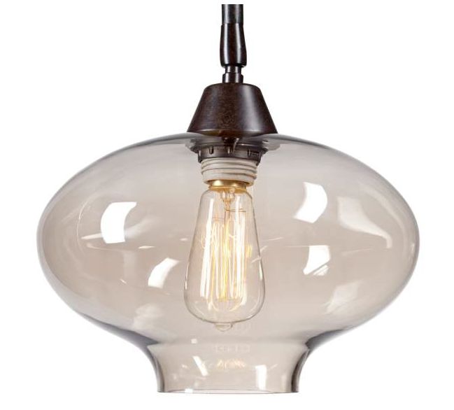Franklin Iron Works Calyx 66" Cognac Glass and Bronze LED Floor Lamp