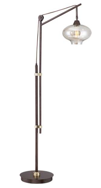 Franklin Iron Works Calyx 66" Cognac Glass and Bronze LED Floor Lamp