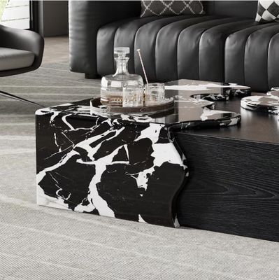 Oizaye Modern Faux marble Black 51.2-in W x 13-in H Coffee Table