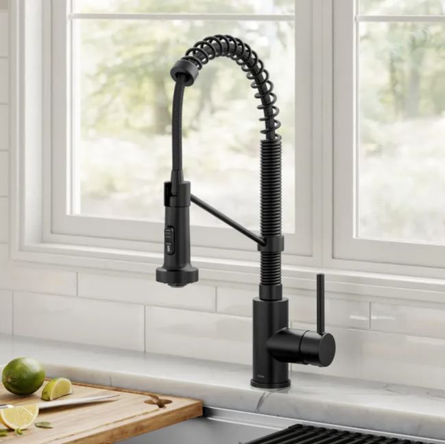 Commercial Style 2-Function Single Handle Pull Down Kitchen Faucet in Matte Black