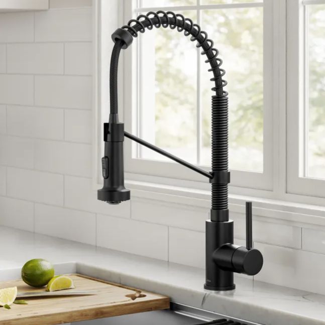 Commercial Style 2-Function Single Handle Pull Down Kitchen Faucet in Matte Black