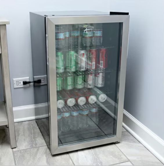 3.4 Cu. Ft. Stainless Steel Beverage Cooler - Stylish and Efficient`