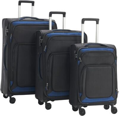 Softside Luggage Sets With Spinner Wheels, Softshell Lightweight Suitcase With Expandable And TSA Lock, 3pcs Set (Black)