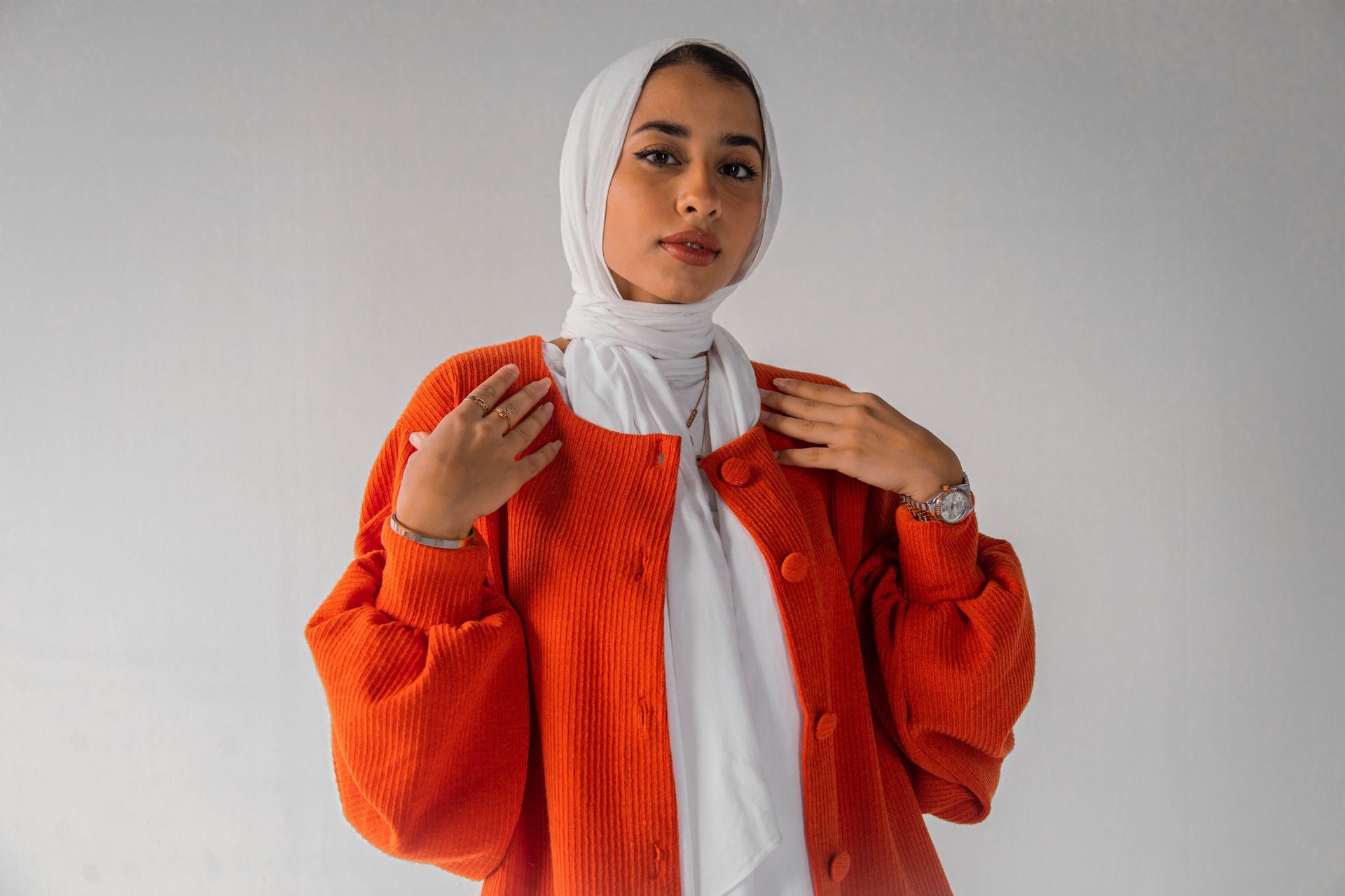 Orange Ribbed Wool Set