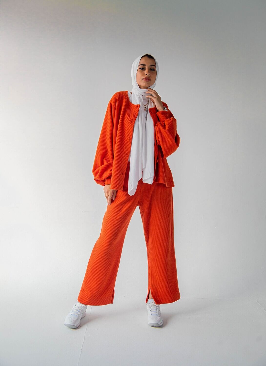 Orange Ribbed Wool Set