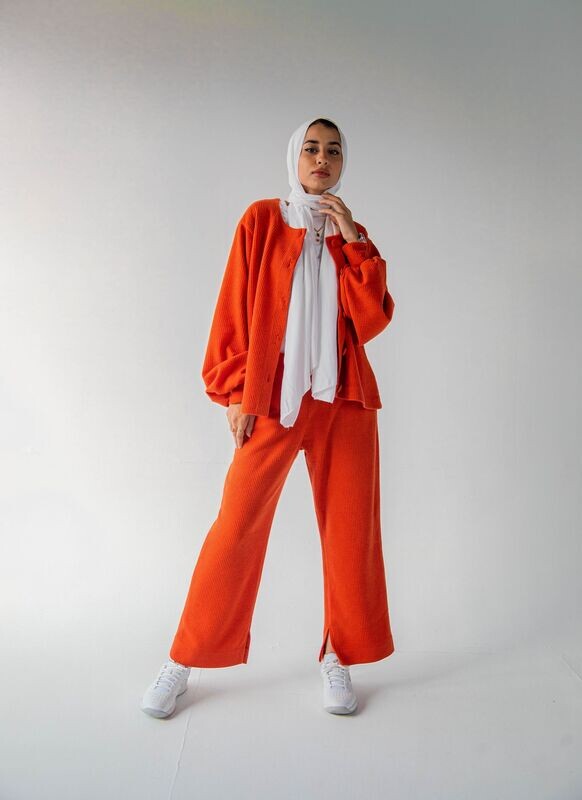 Orange Ribbed Wool Set
