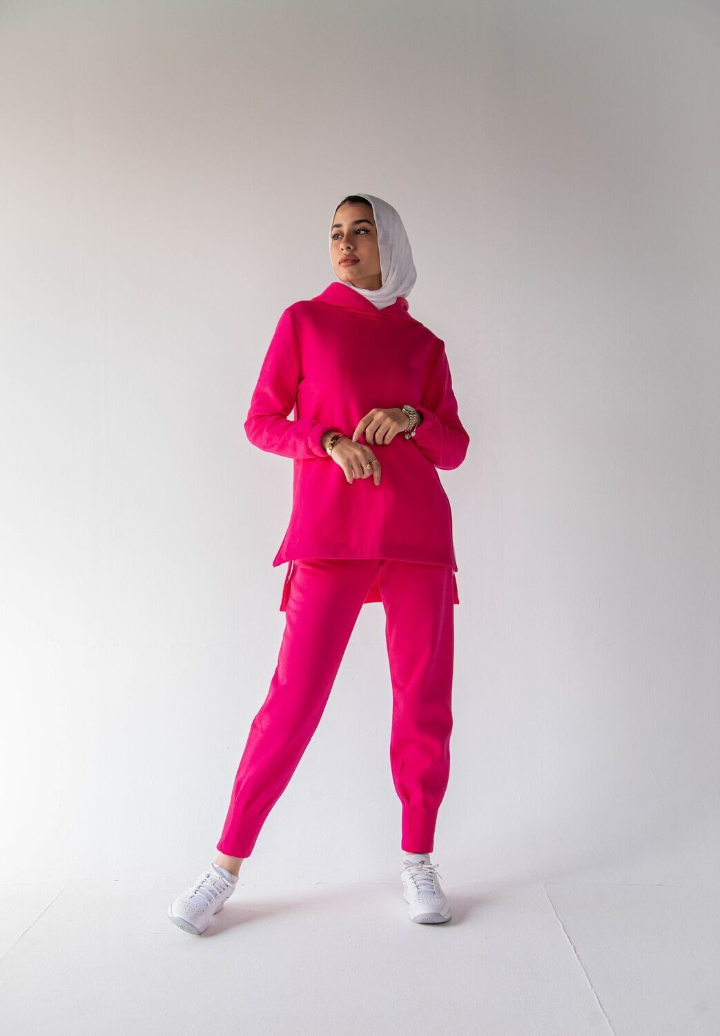 Pink Melton Side Zipper Set