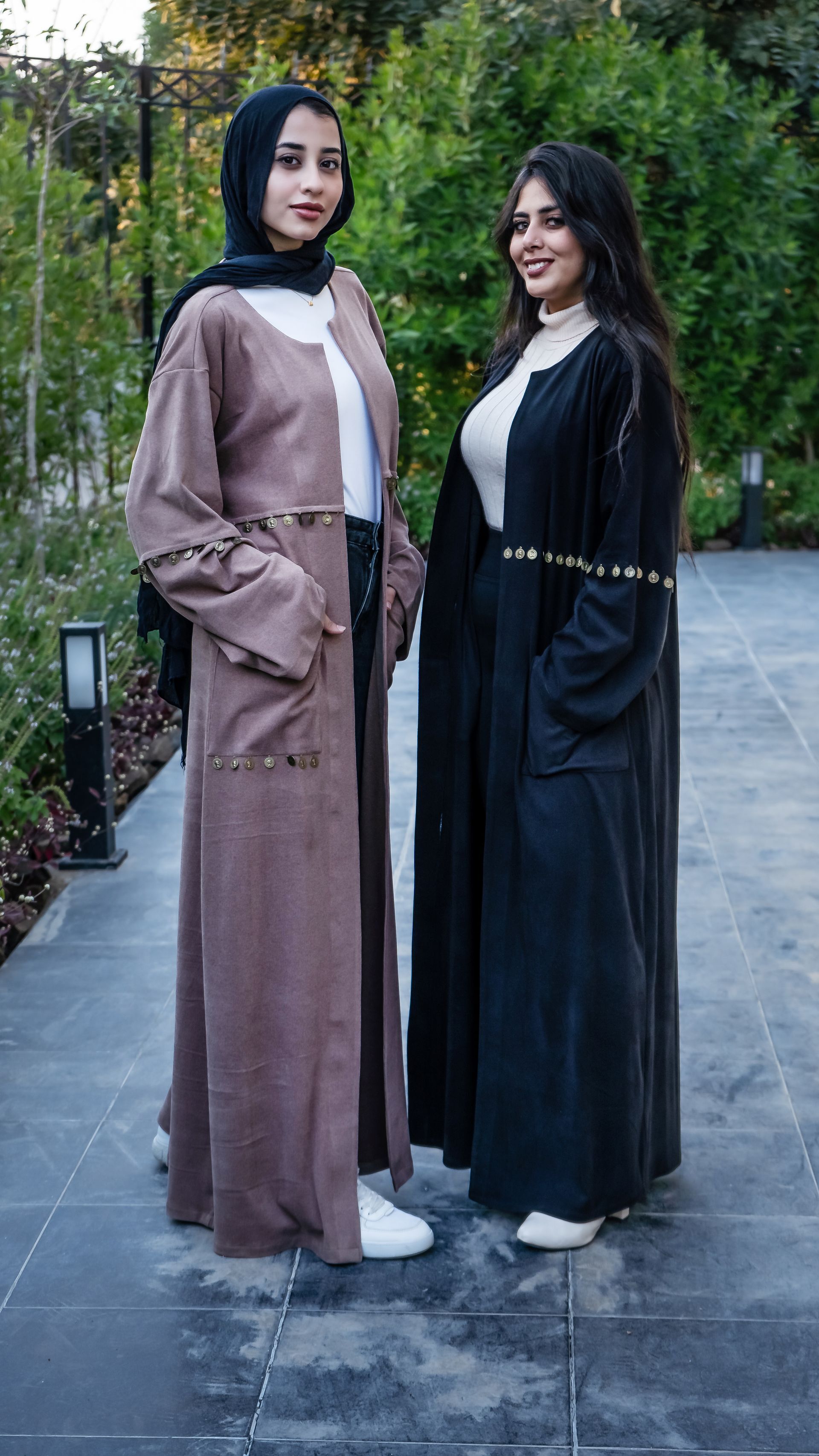 Beige Embellished Long Flowing Cardigan