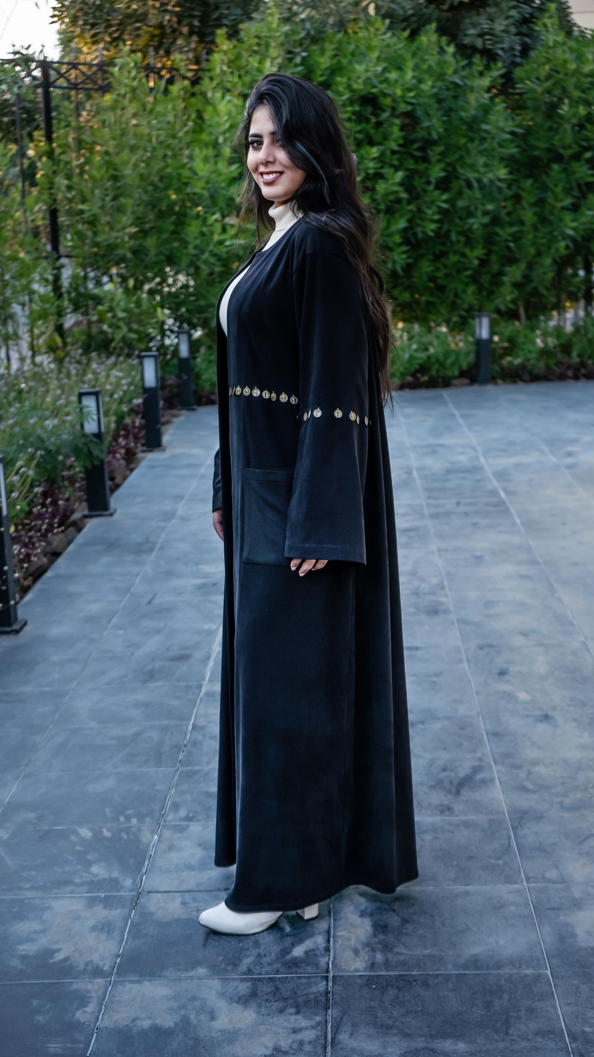 Black Embellished Long Flowing Cardigan