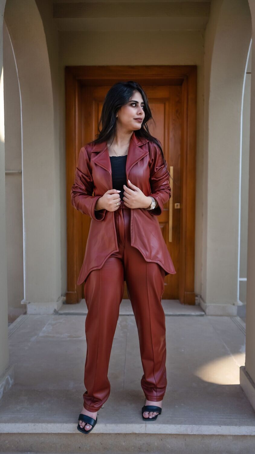 Rust Brown Leather Suit