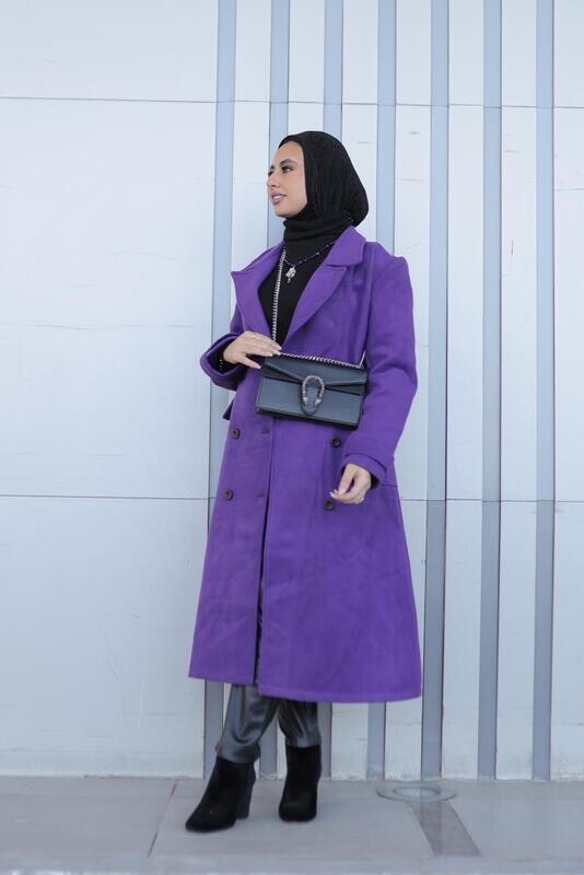 Purple Elegance Wool Coat