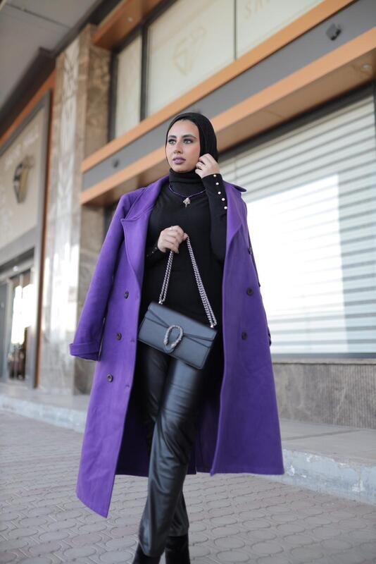 Purple Elegance Wool Coat