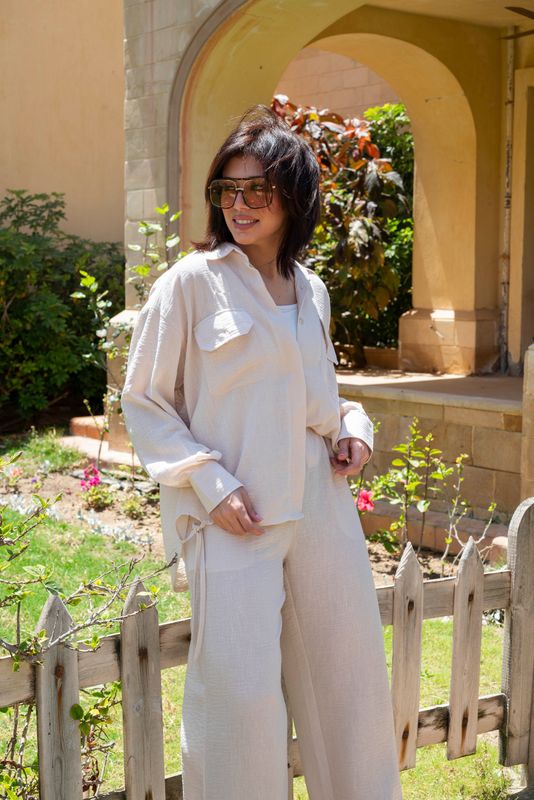 Beige Relaxed Linen Set