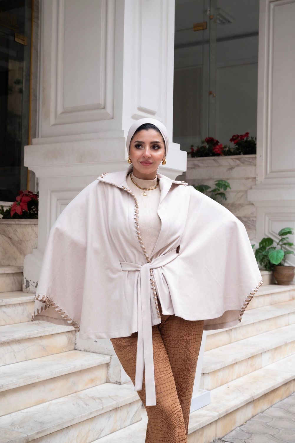 Beige Mohair Wool Cape