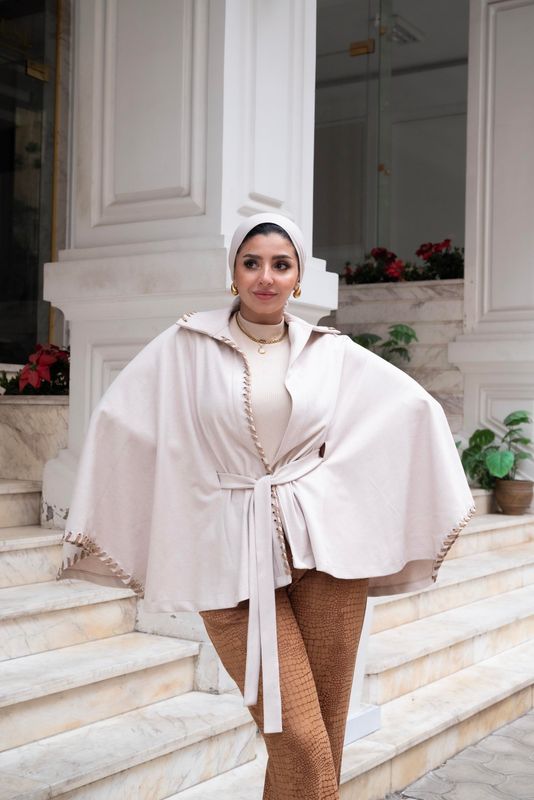 Beige Mohair Wool Cape