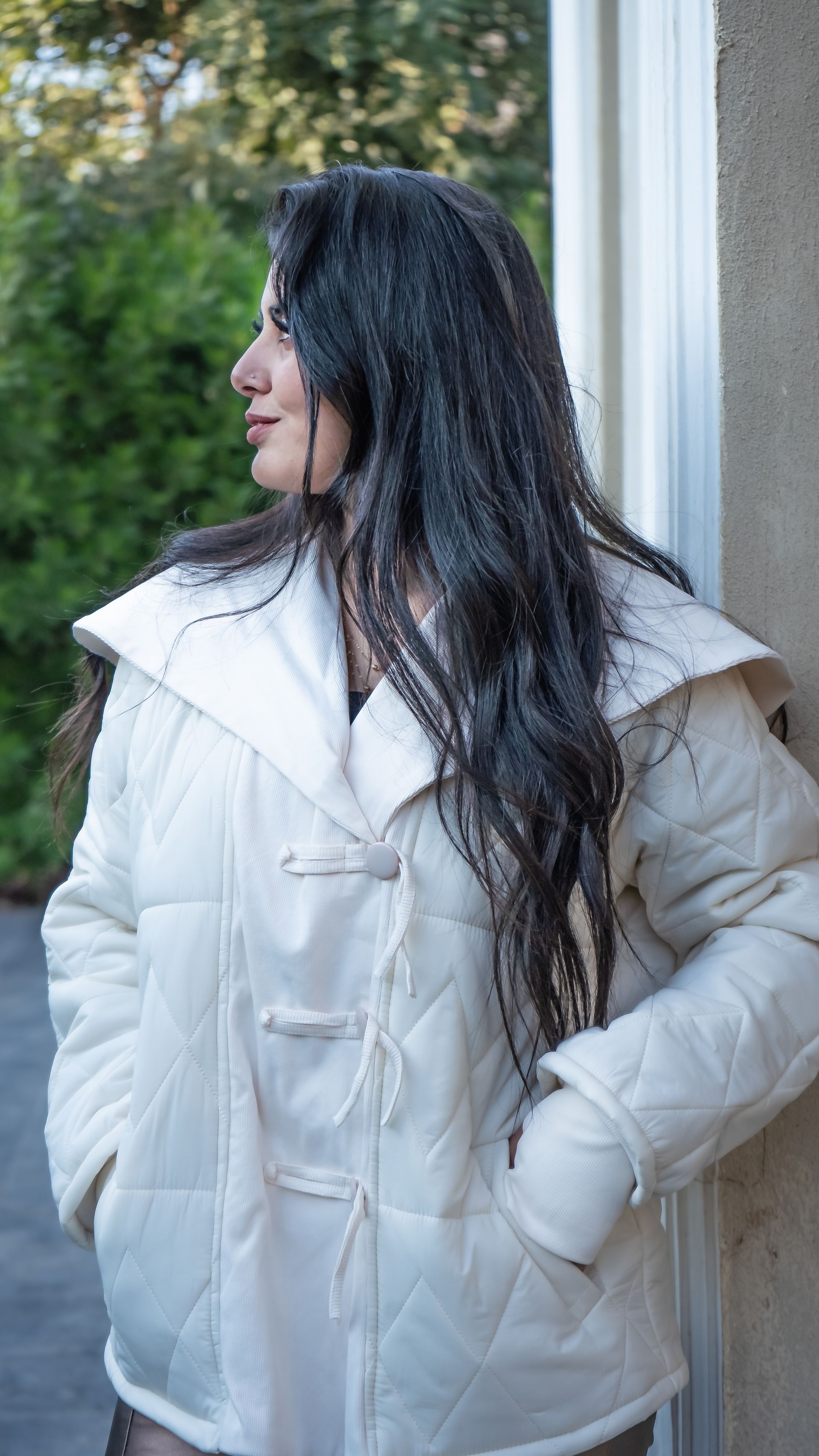 Off White Quilted Toggle Puffer Jacket