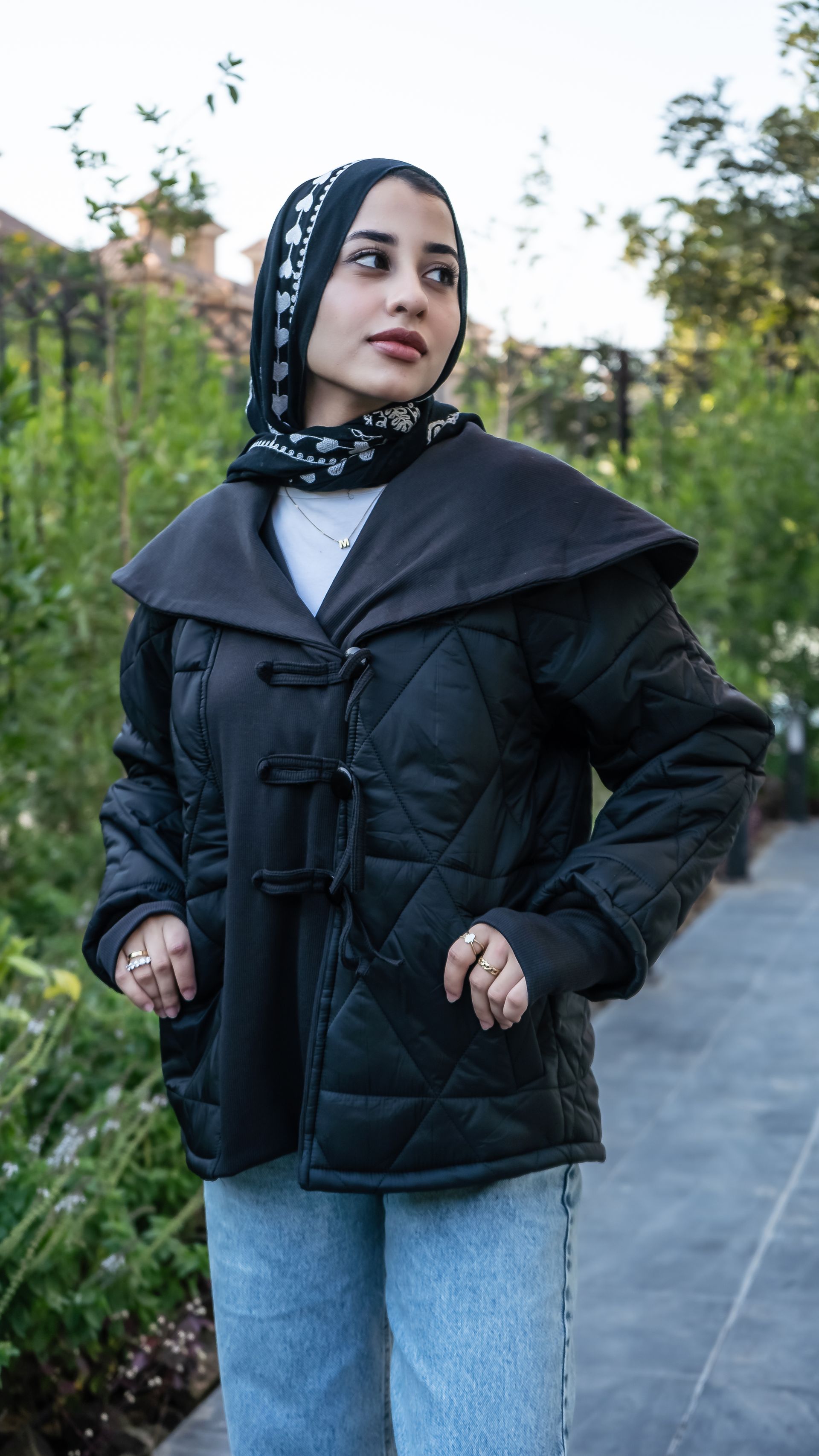 Black Quilted Toggle Puffer Jacket