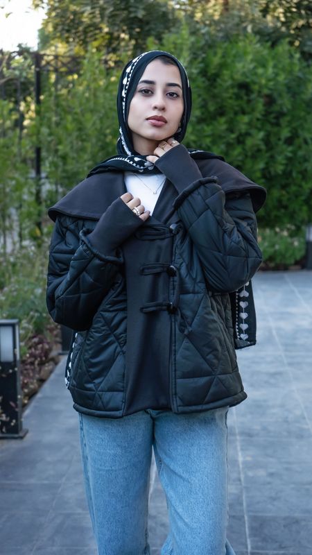 Black Quilted Toggle Puffer Jacket