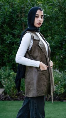 Deep Brown Em-Suede Vest
